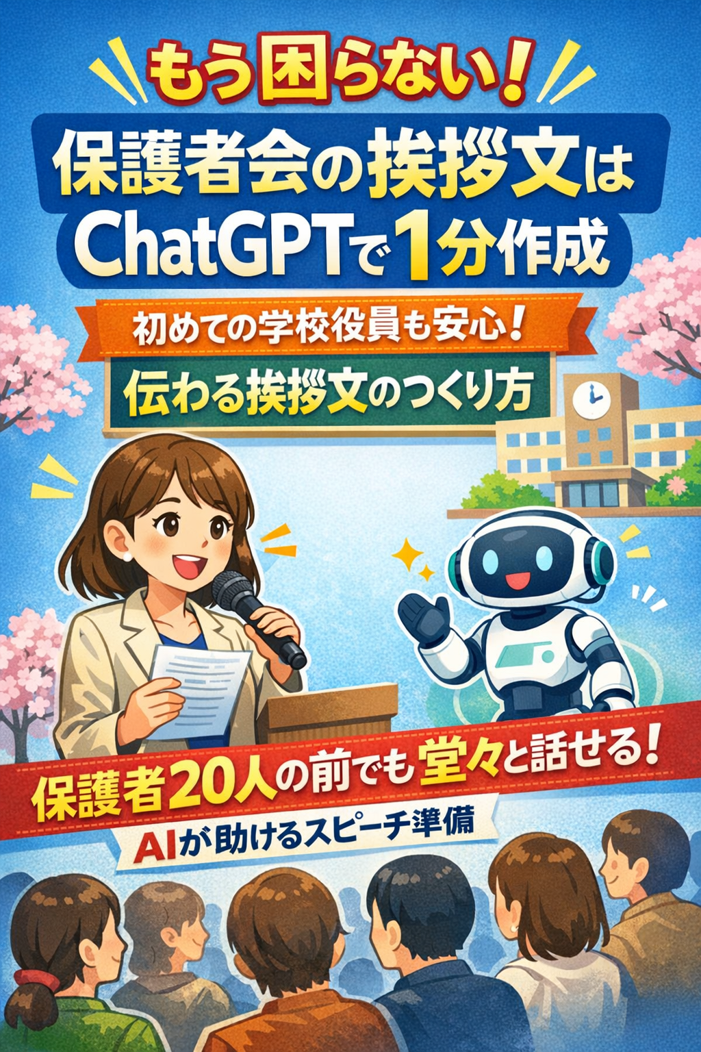 ほぼテク1月30日 学校役員の挨拶文を1分で準備！ChatGPTで「初めての学級委員挨拶」も安心して話せるようになる方法