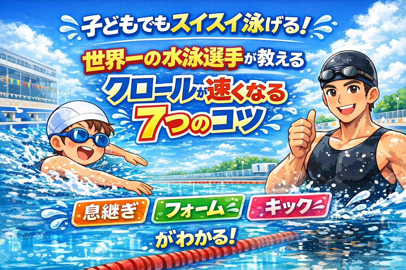 ほぼテク2月2日 子どもでもスイスイ泳げる！ChatGPTでクロールを楽しく教えるプロンプト解説ブログ