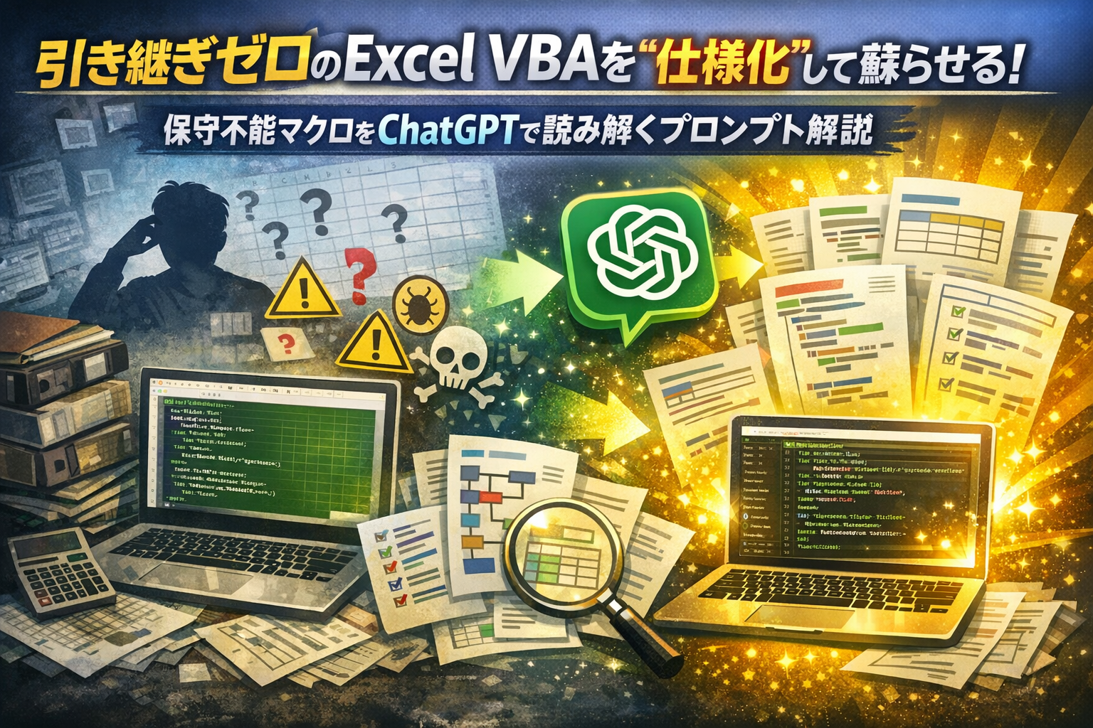 ほぼテク2月9日 引き継ぎゼロのExcel VBAを“仕様化”して蘇らせる。ChatGPTに投げるだけで保守不能マクロが読めるようになるプロンプト解説。
