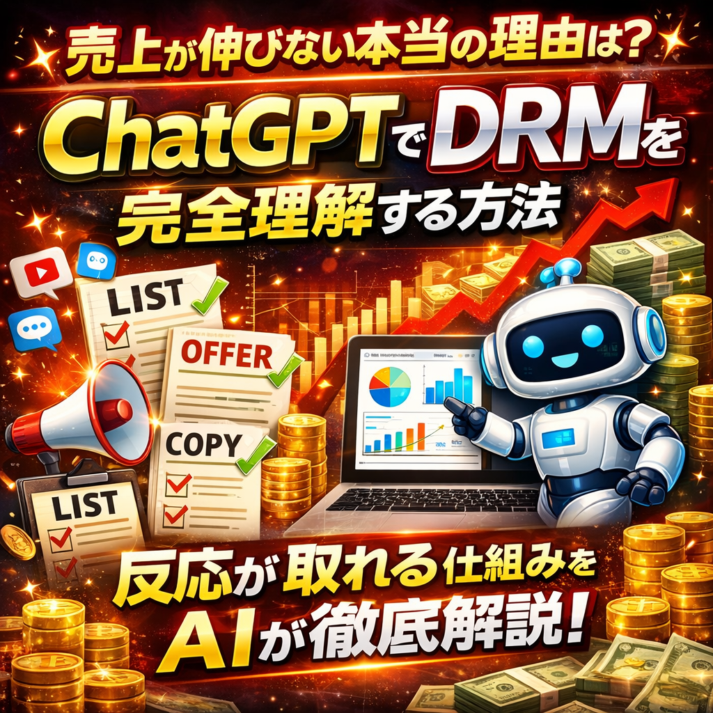 ほぼテク2月20日 【保存版】ChatGPTでDRMを完全理解する方法。売上が伸びない本当の理由と“反応が取れる仕組み”の作り方