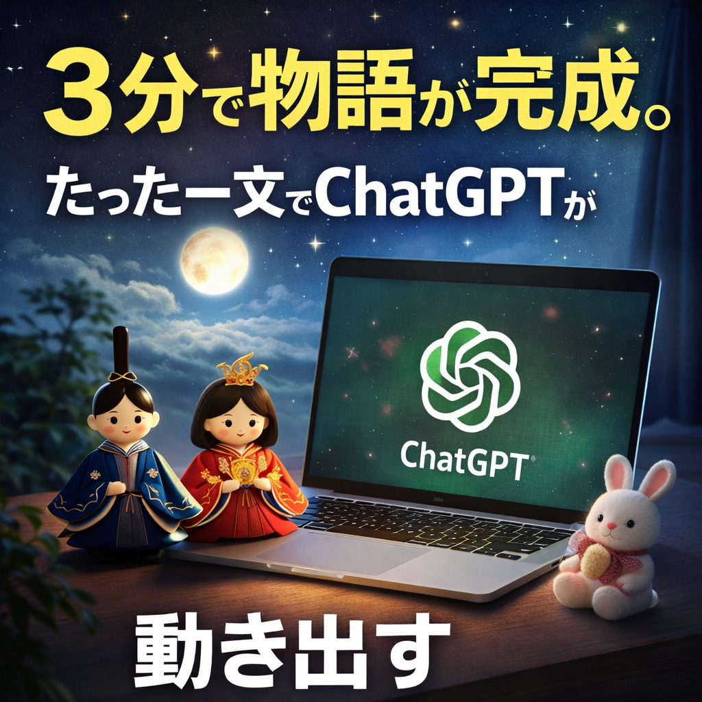 ほぼテク3月1日 【3分で物語が生まれる】お雛様が夜中に動き出す物語プロンプトの凄さを徹底解説。ChatGPTで創作力を爆発させる方法。