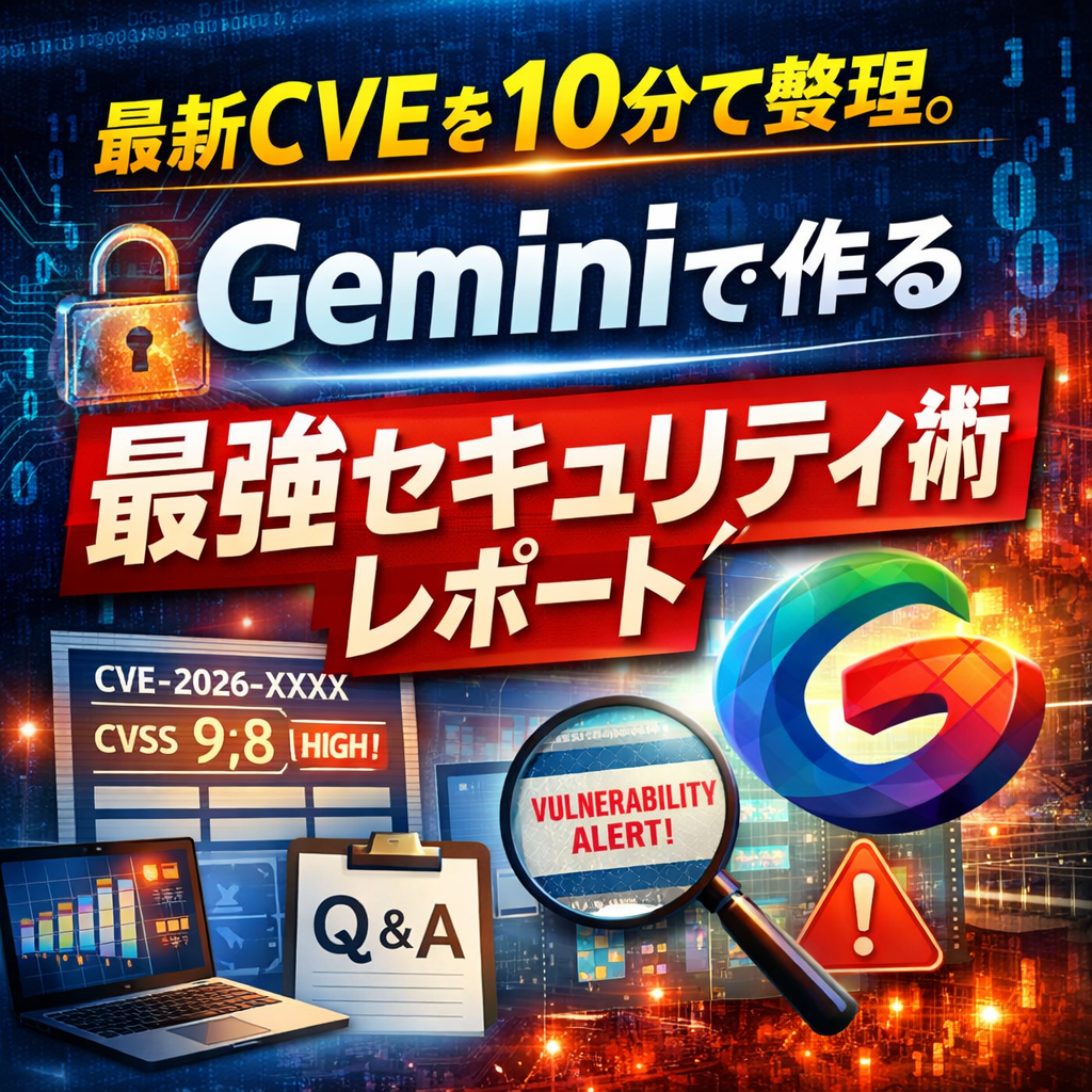 ほぼテク2月25日 【2026年最新版】Geminiで最新脆弱性情報を自動収集。サイバーセキュリティレポートを“10分で作る”最強プロンプト解説。