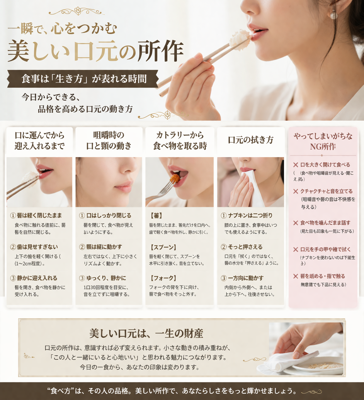 ほぼテク4月3日 【保存版】Geminiでここまでできる。食事作法の「口元の所作」を美しく言語化し、品のある振る舞いを身につける方法