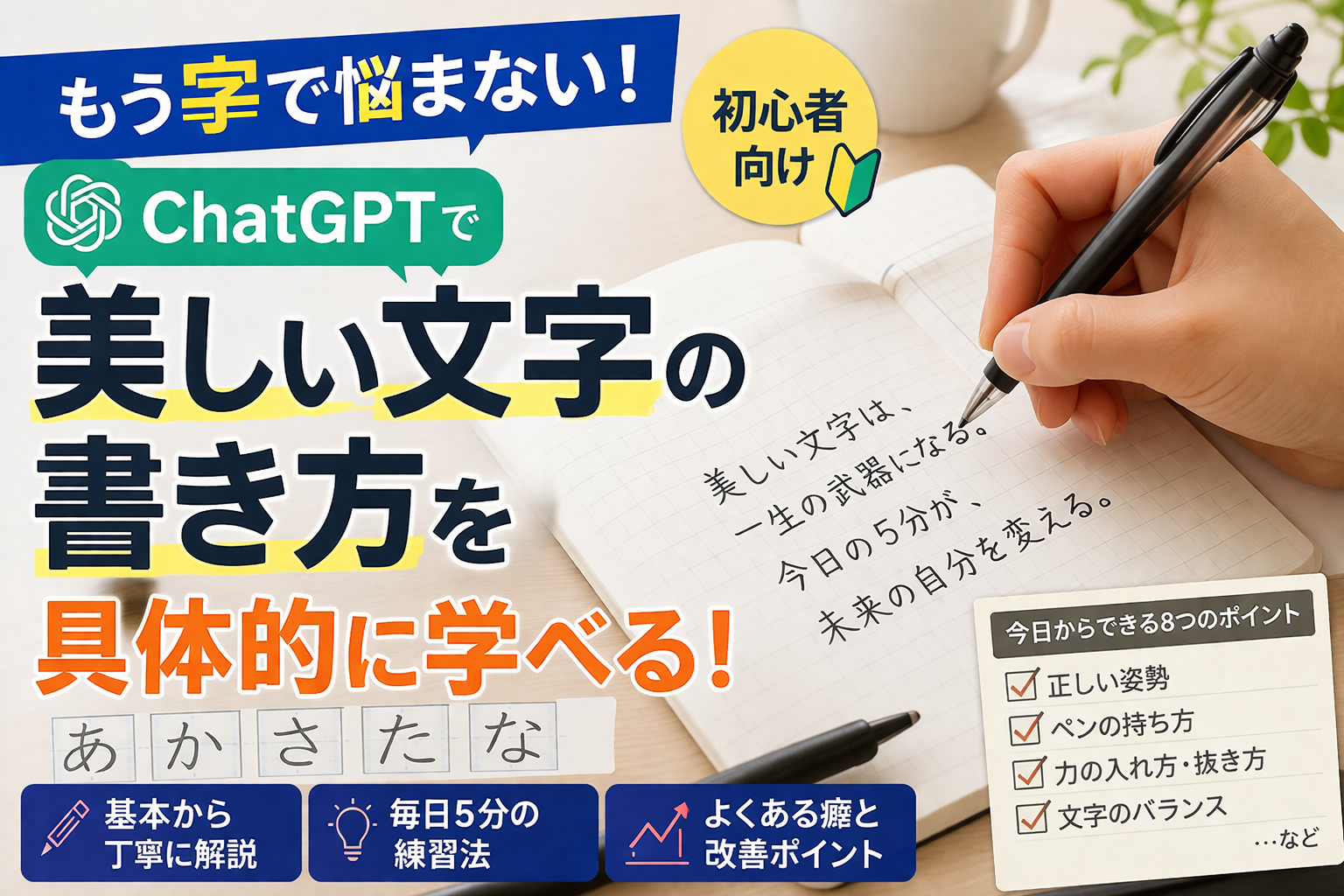 ほぼテク4月9日 もう字が汚いで悩まない。ChatGPTで「美しい文字の教え方」までここまで具体化できる、初心者向け神プロンプトを徹底解説