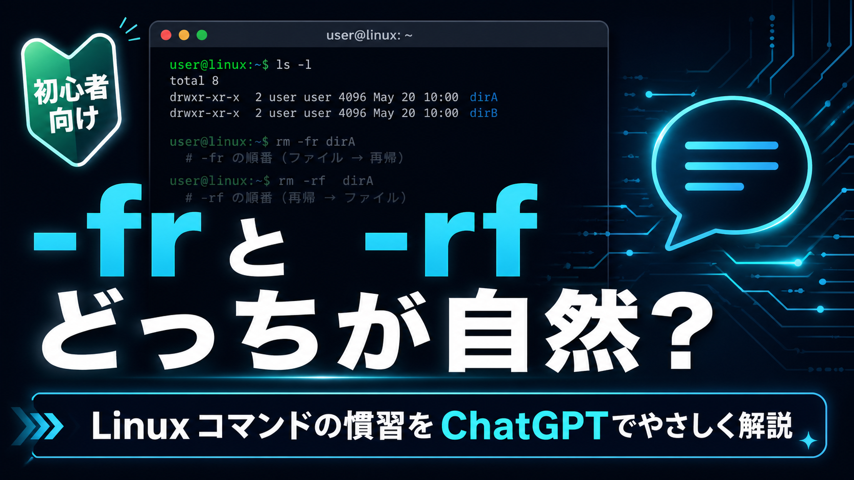 ほぼテク4月27日 「-fr」と「-rf」はどっちが自然？ChatGPTでLinuxコマンドの“慣習”まで確認できる時代