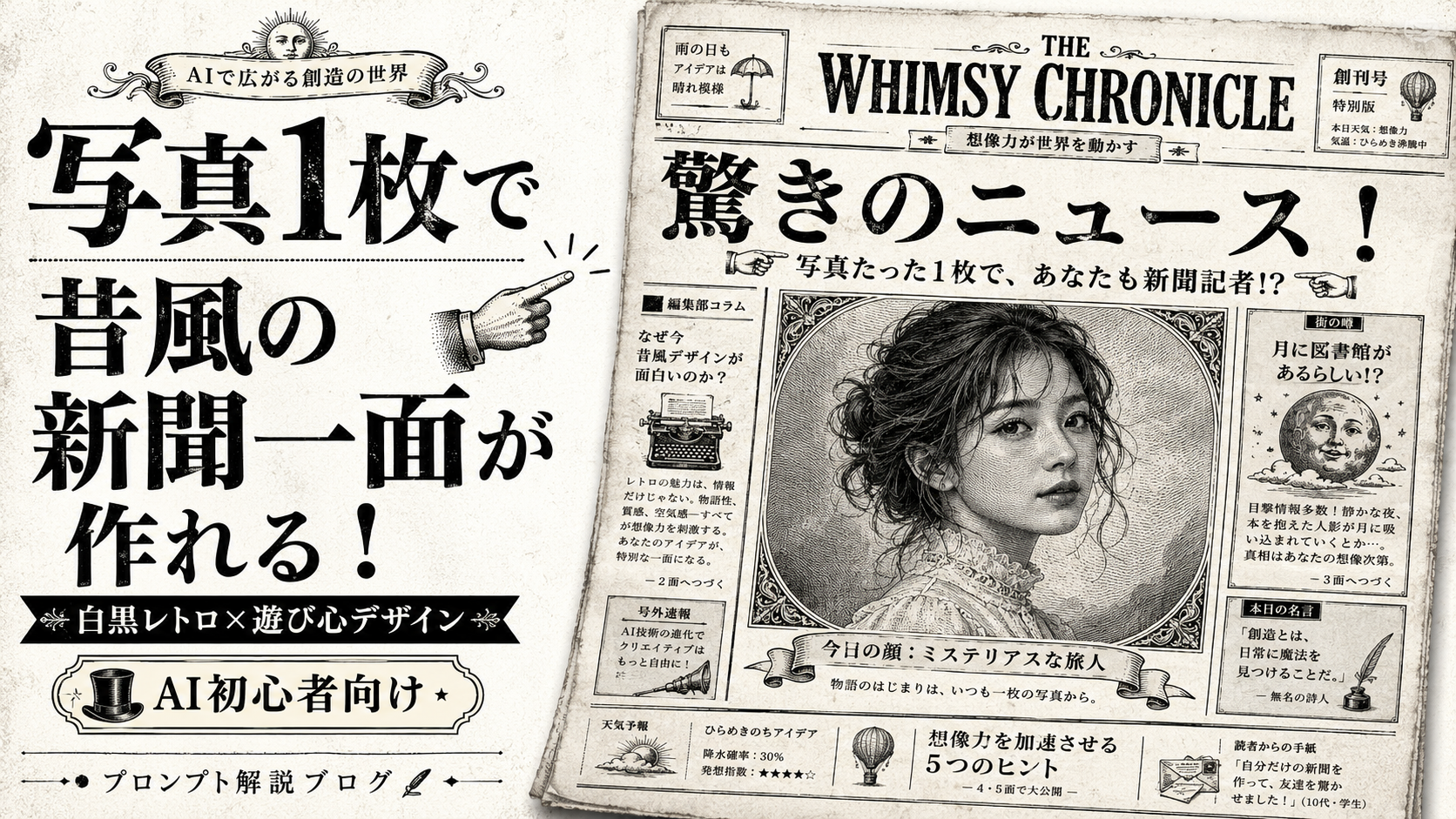 ほぼテク5月17日 【写真1枚が物語になる】ChatGPT・AIで「昔風の新聞一面」を作るプロンプト解説