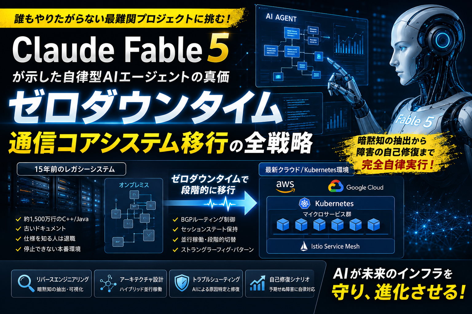 ほぼテク6月10日 Claude Fable 5が“デスマーチ案件”に挑む。通信キャリア級ゼロダウンタイム移行で見えた自律型AIの可能性