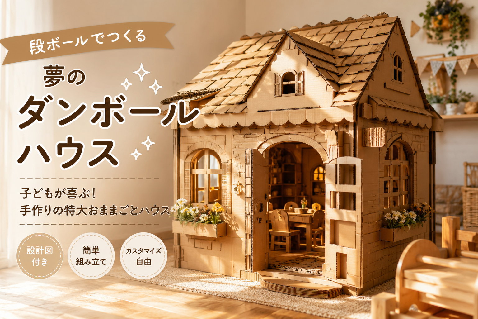 ほぼテク6月21日 ChatGPTで作る「高級段ボールプレイハウス」画像生成プロンプト｜子どもの夢の家をリアルに描く方法