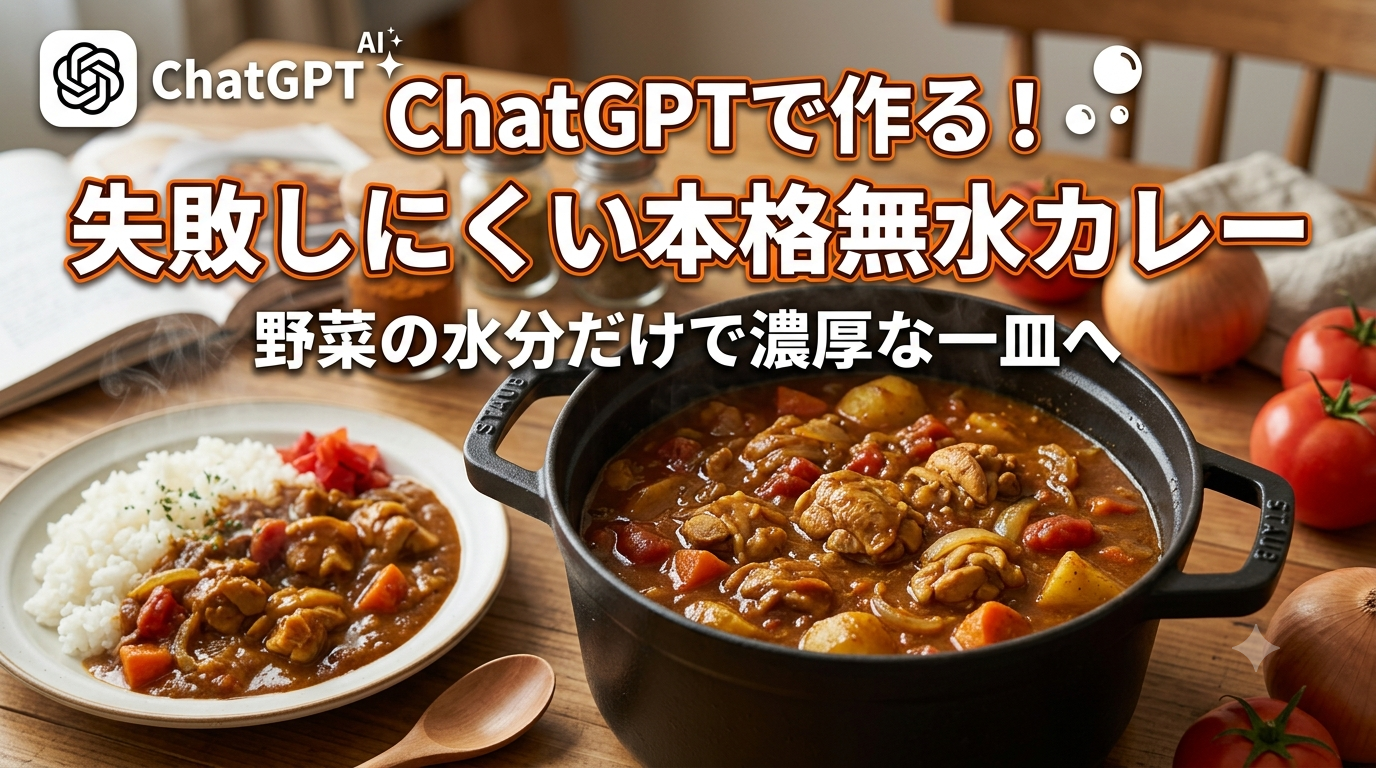 ほぼテク7月12日 ChatGPTで本格無水カレーのレシピを作る方法｜初心者でも失敗しにくいプロンプト