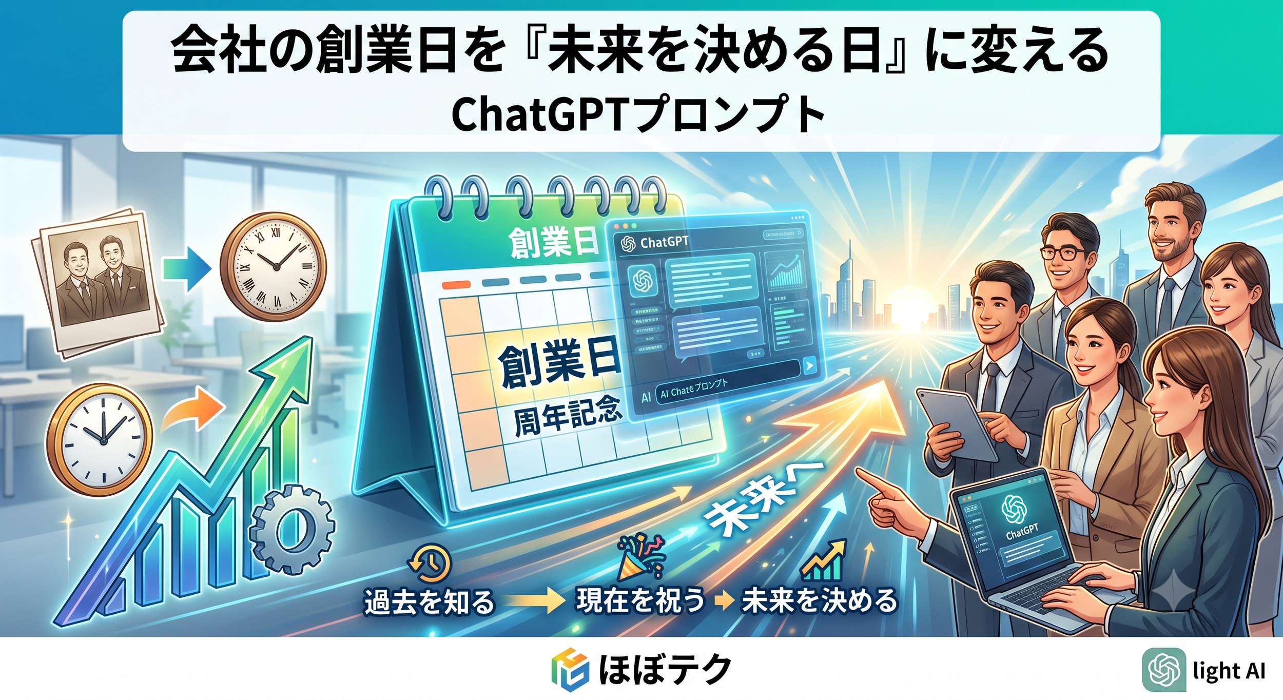 ほぼテク7月29日 ChatGPTで会社の創業記念日を価値ある日に変えるプロンプト｜周年計算・SNS・経営の振り返りを効率化