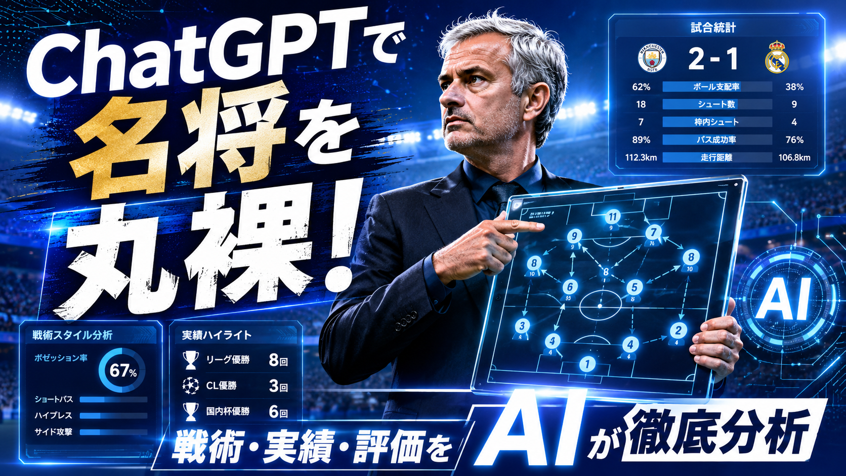 ほぼテク8月2日 ChatGPTで世界トップ監督を徹底分析！サッカー戦術・データ分析プロンプトを徹底解説【最新版】