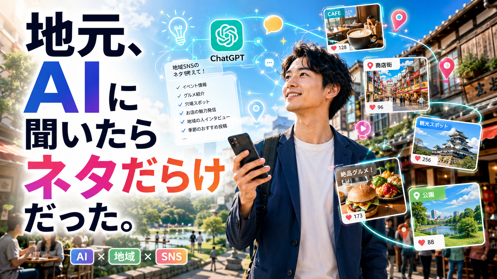 ほぼテク8月14日 ChatGPTに「SNSで地元の情報を発信するとしたらどうする？」と聞いてみる