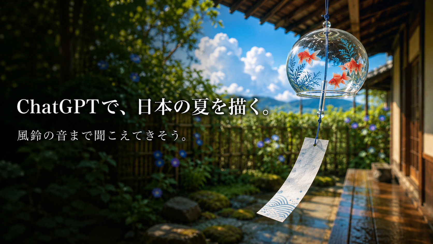 ほぼテク8月19日ChatGPTで「日本の夏」を一枚に。風鈴をフォトリアルに描く画像生成プロンプトを徹底解説