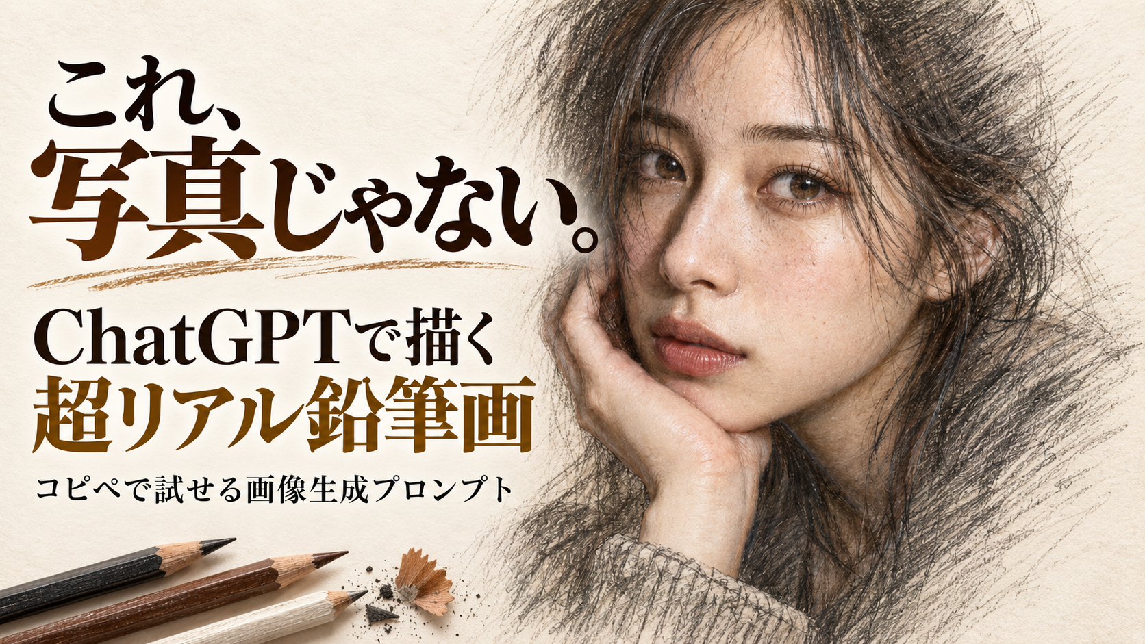 ほぼテク9月13日ChatGPTで写真が「超リアルな色鉛筆画」に！人物写真を鉛筆肖像画に変えるプロンプト