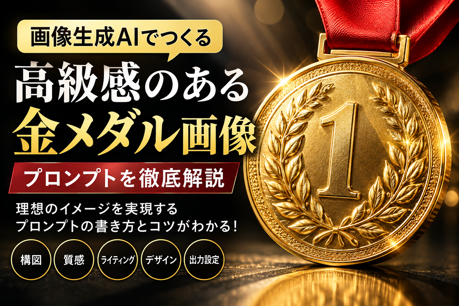 ほぼテク10月12日 画像生成AIで理想の1枚を作る！「高級感のあるリアルな金メダル」プロンプトを徹底解説