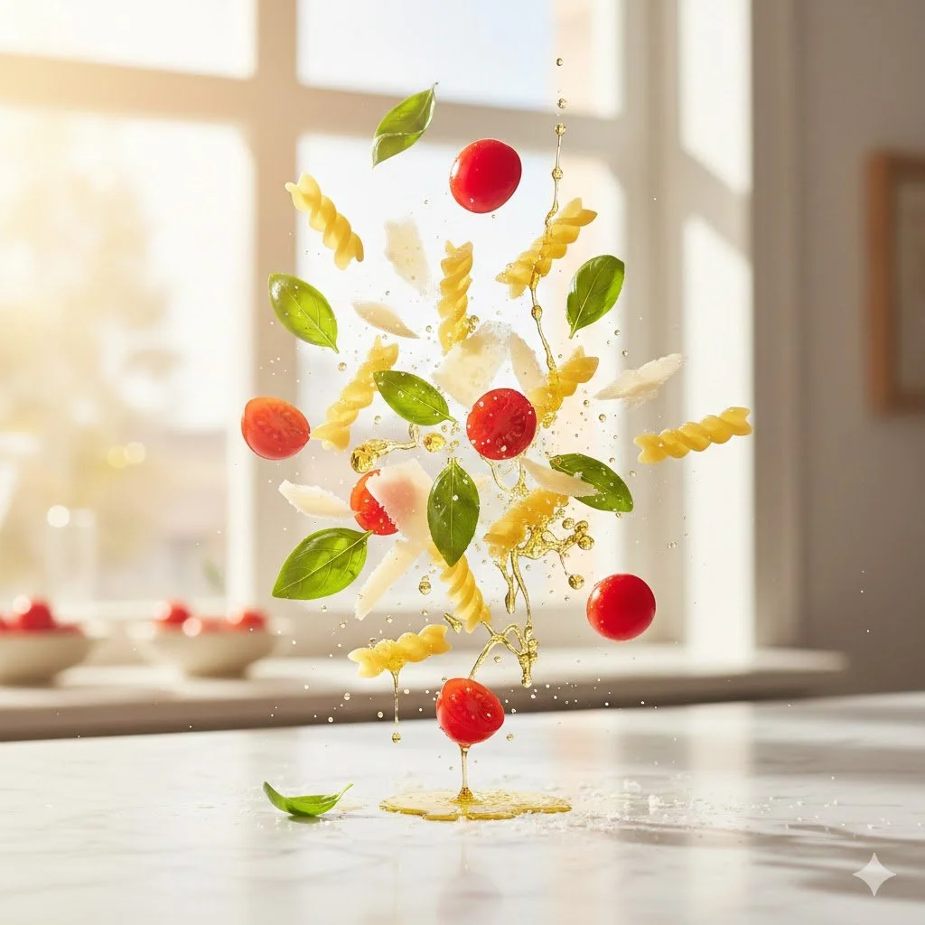 ほぼテク2月6日 【魔法のような美食写真】Geminiでここまでできる！浮かぶフジッリと光の魔術を操るプロンプトの力