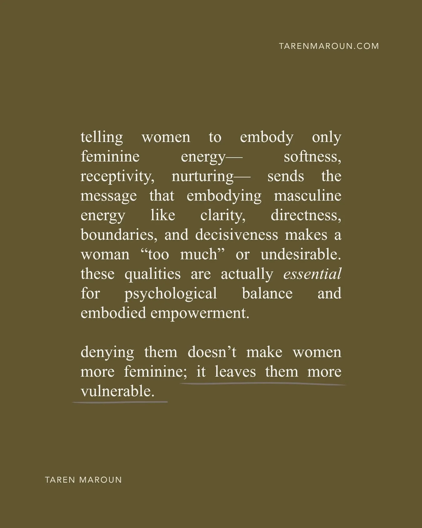 That&rsquo;s right, I said it. Women shouldn&rsquo;t ONLY be feminine&mdash; that leaves them more vulnerable to exploitation.

Women need their inner masculine not because they need to &ldquo;be men, but because the masculine principle (within all o