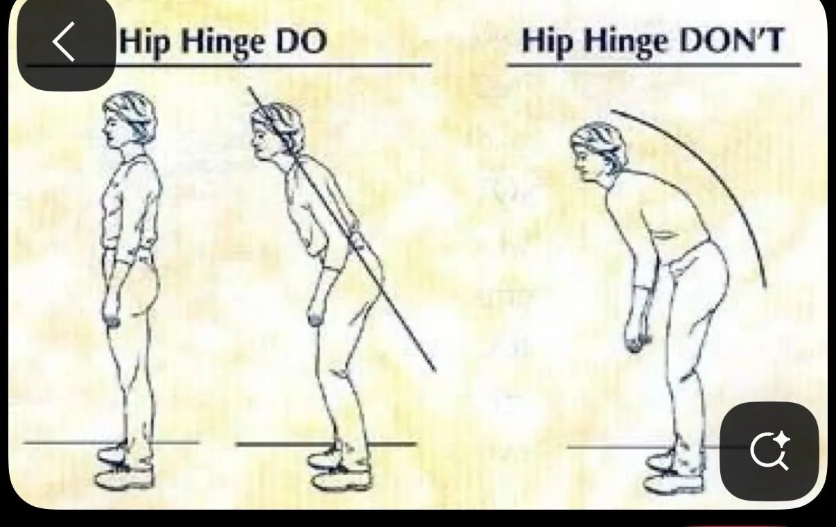 Always hinge from hips, not from the lower back to have a pain free lower back