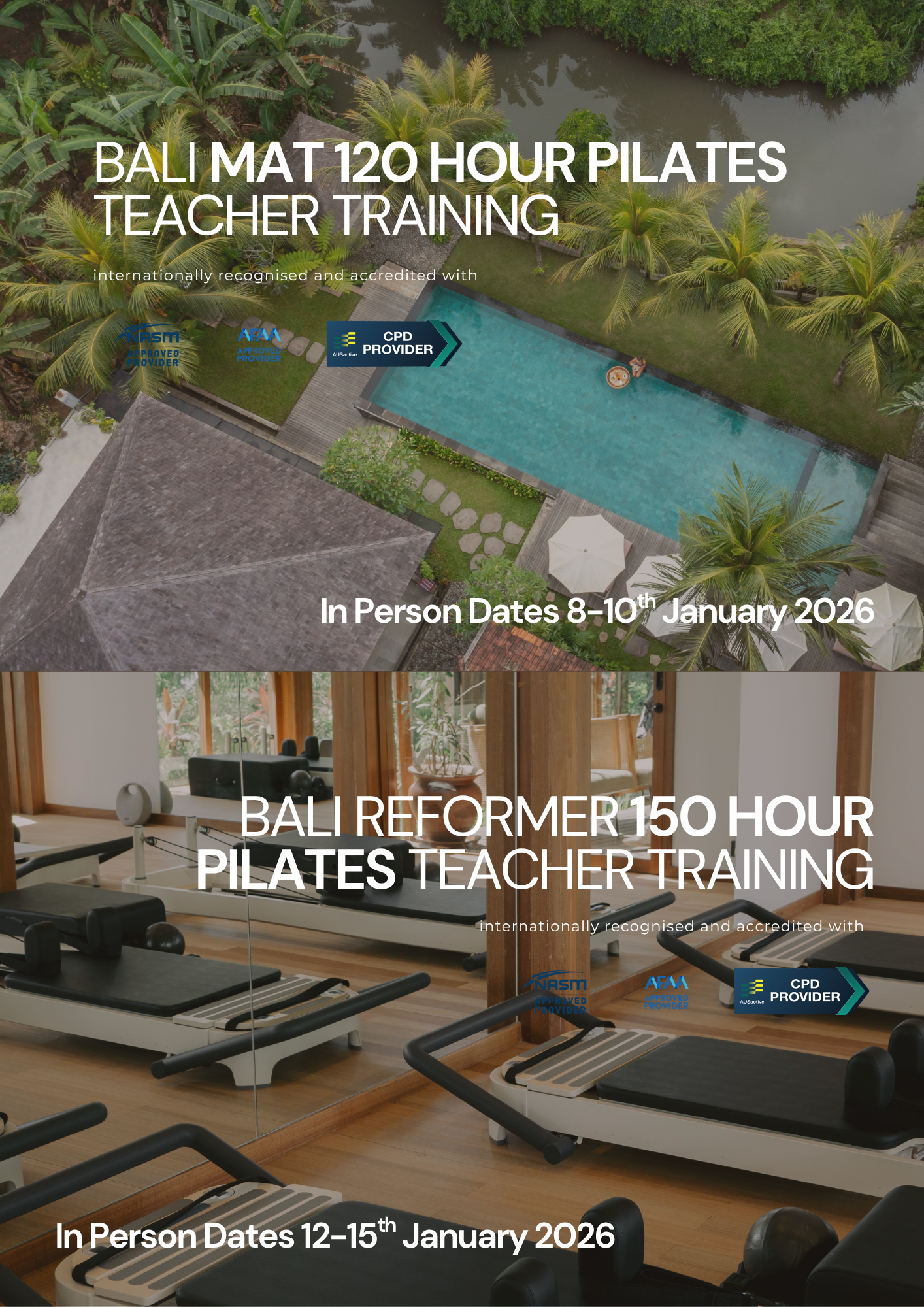 Bali Pilates Teacher Training Mat Reformer