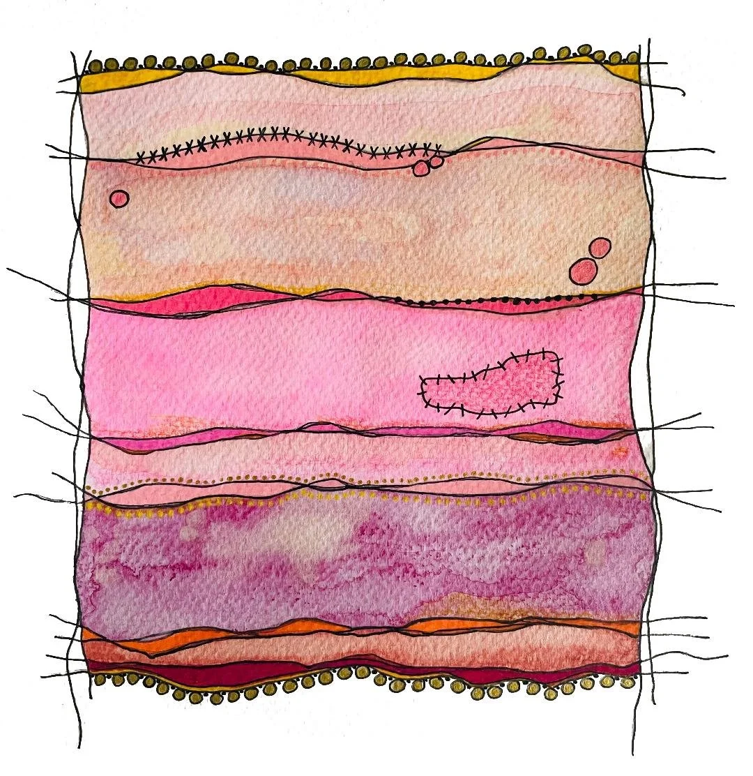 Cellular Healing Blanket:  Friendship Love 16.5 x 15  $400 (Archival Matting & Maple Frame)