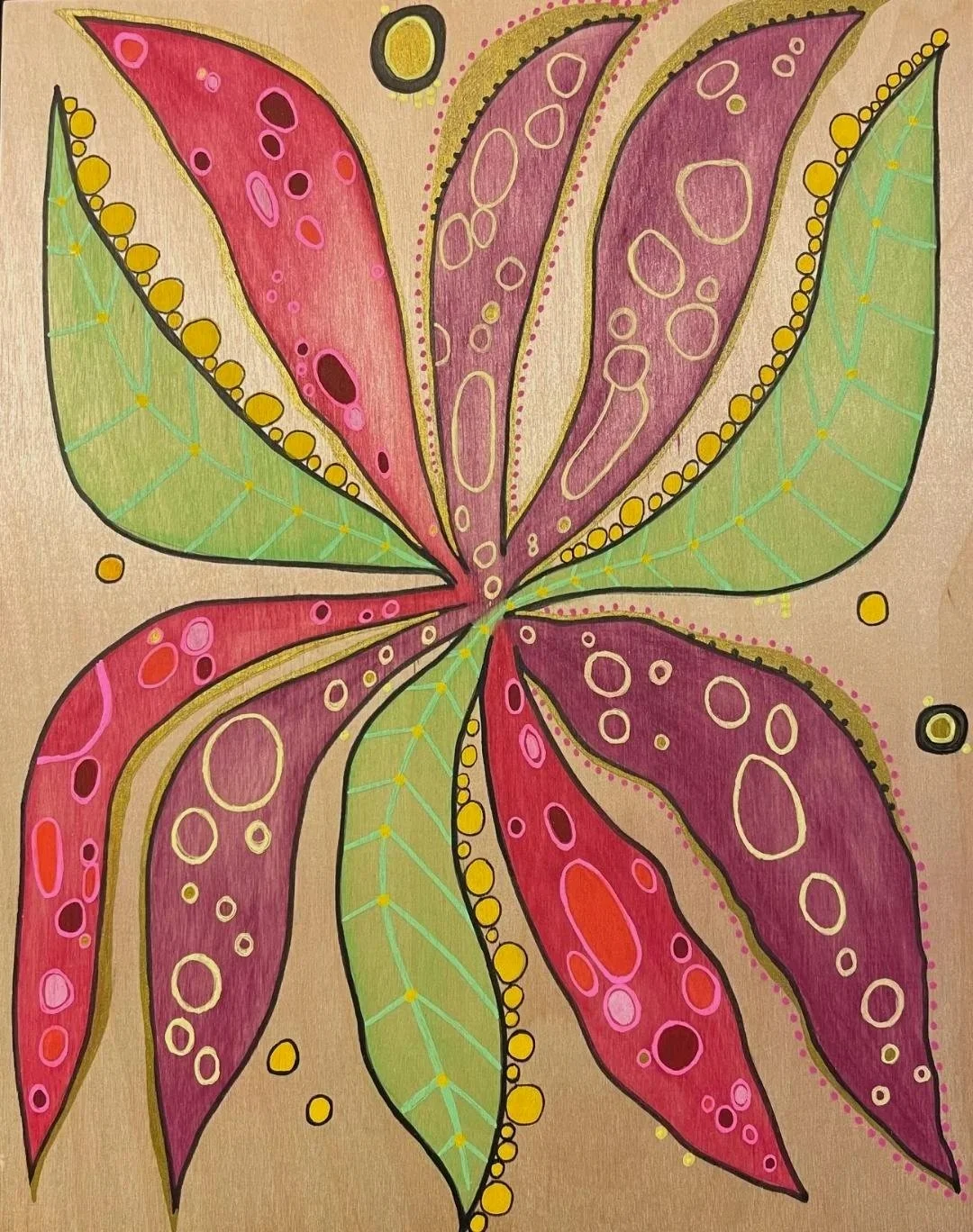 Biophilia 1 -- 11 x 14 Mixed Media on Wood Panel $300