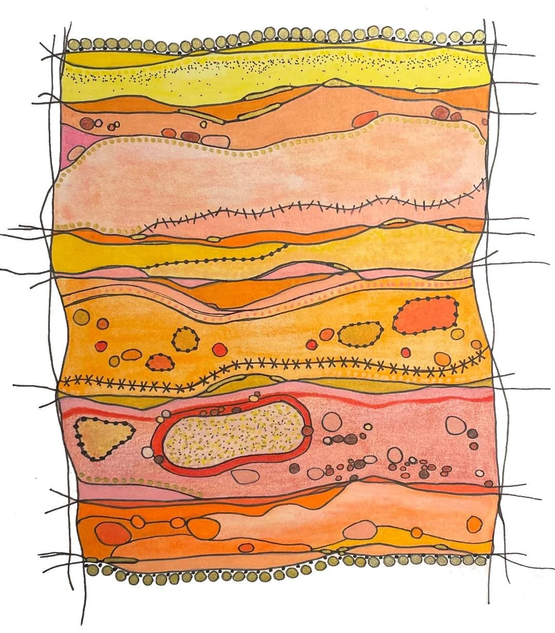 Cellular Healing Blanket: Orange Sky 16.5 x 15 $400 (Archival Matting & Maple Frame)