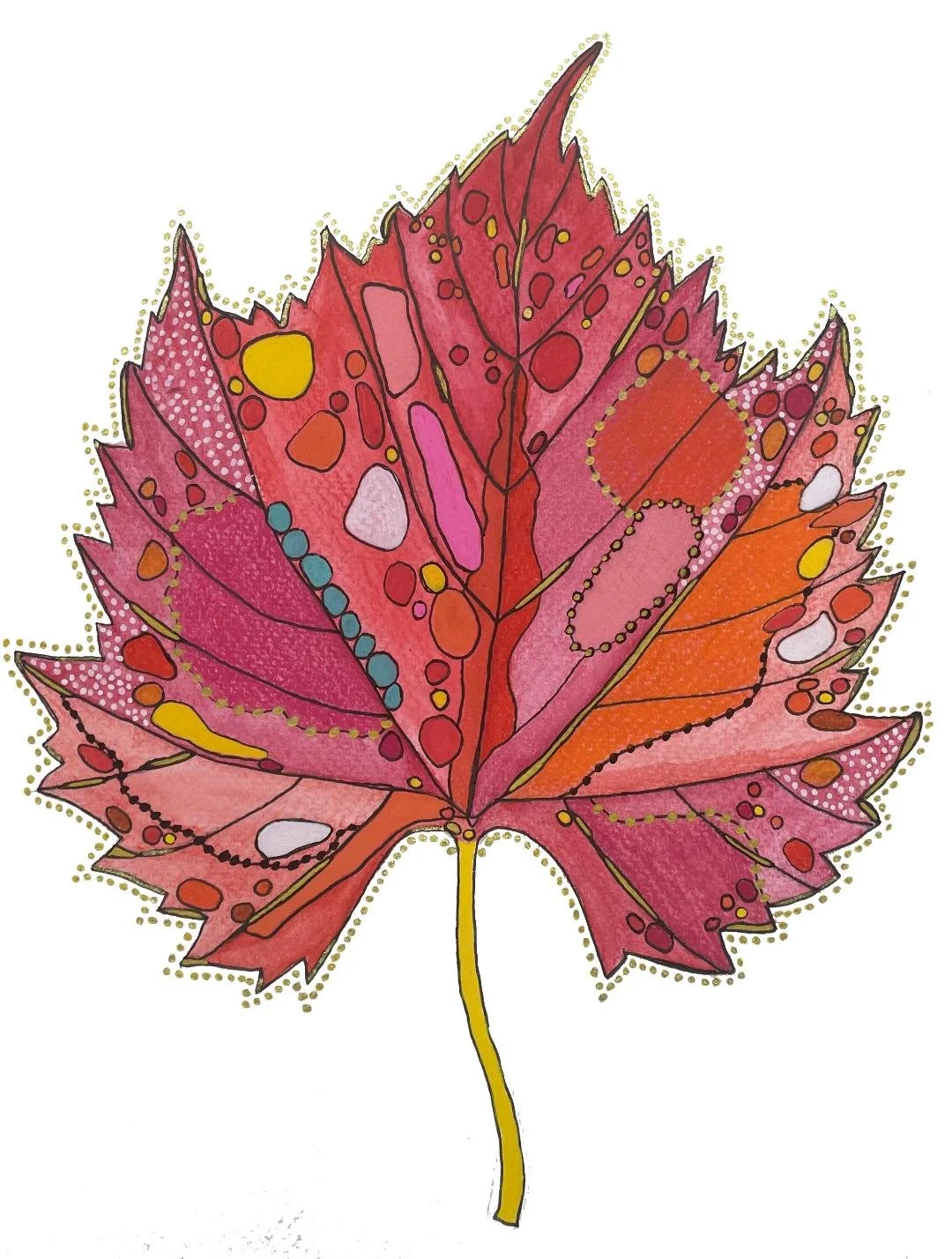 Cellular Healing: Red Leaf II -- 15.5w X 19h $500 -- SOLD 