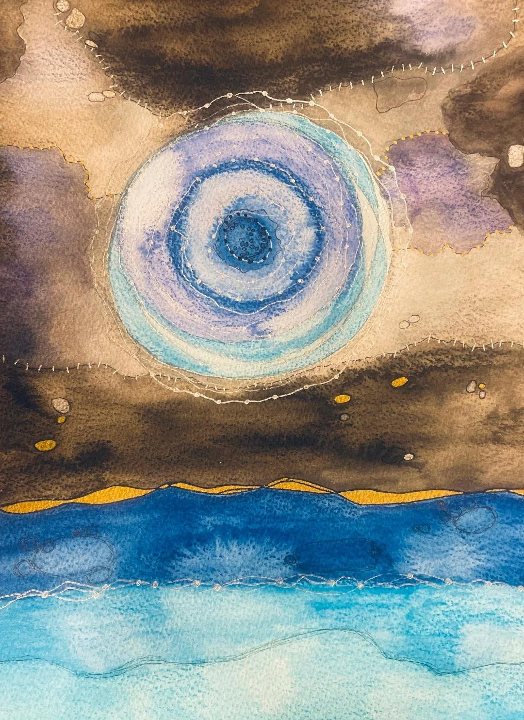 NEW: Once in a Blue Moon 10 x 14 Mixed Media  Unframed) $275