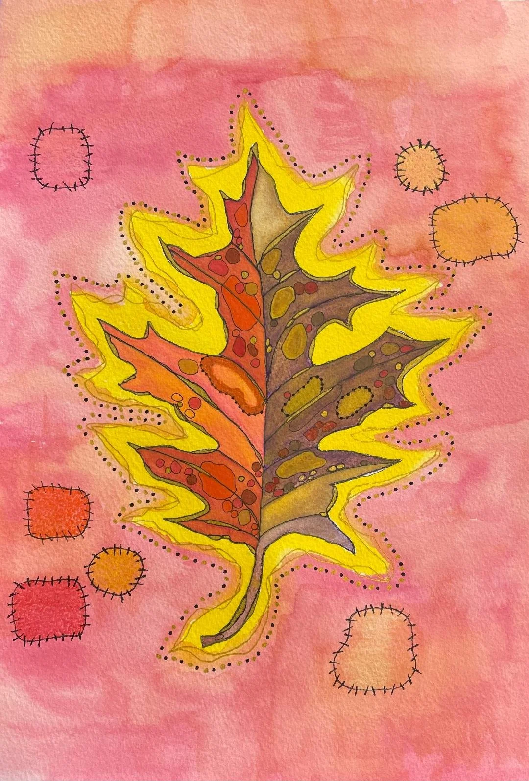 Imagery from "Leaf Glow with Patches: The Girl Who Loves Leaves" at the Archer Business Center in "Lure of the Local: Love Letters" Exhibition Oct 16-Nov 22 