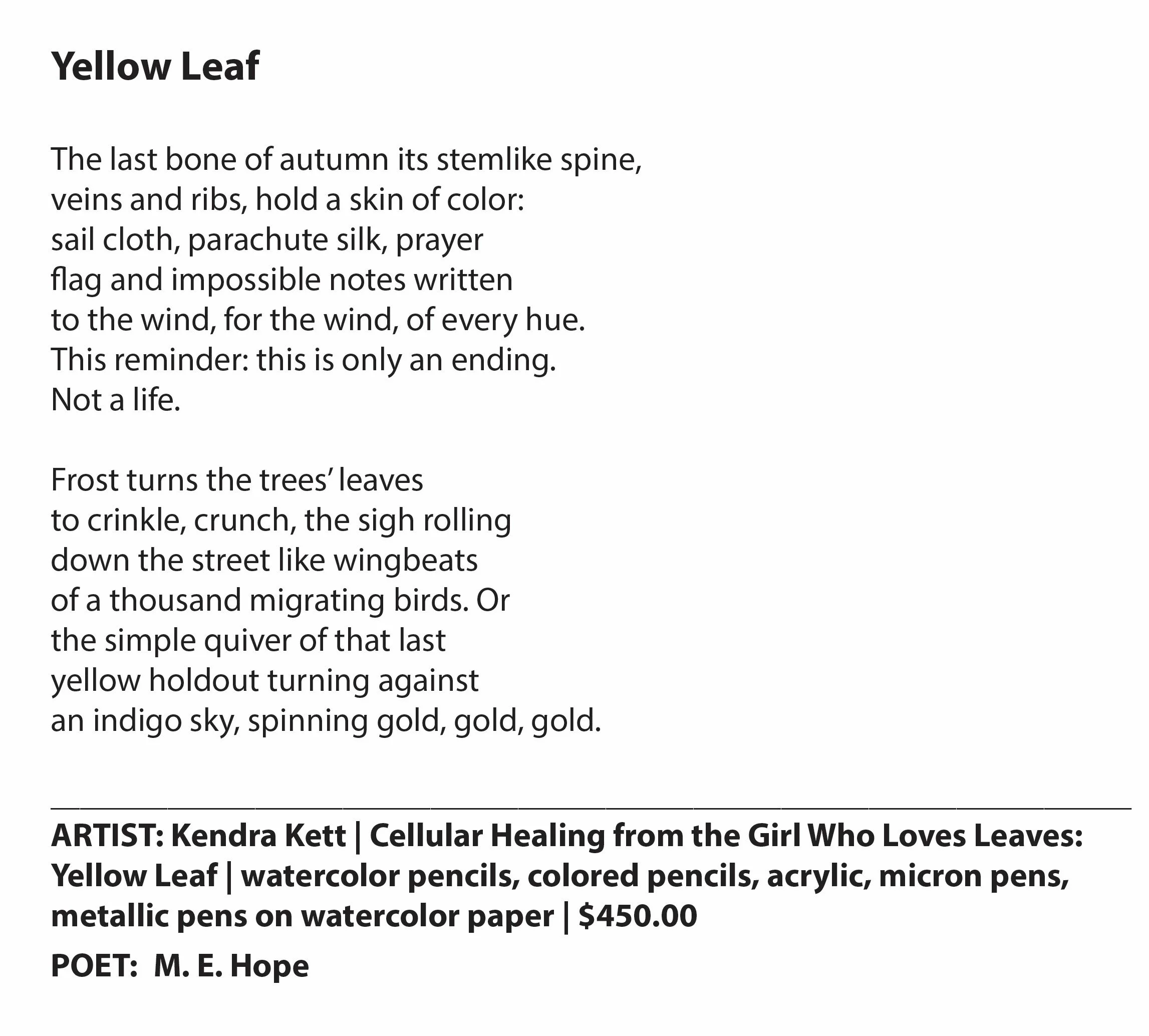Poetry for Yellow Leaf by the Illinois State Poetry Society