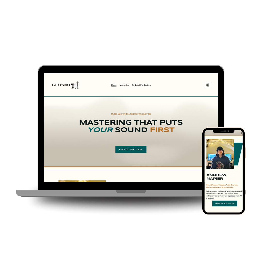 sleek web design for audio recording studio