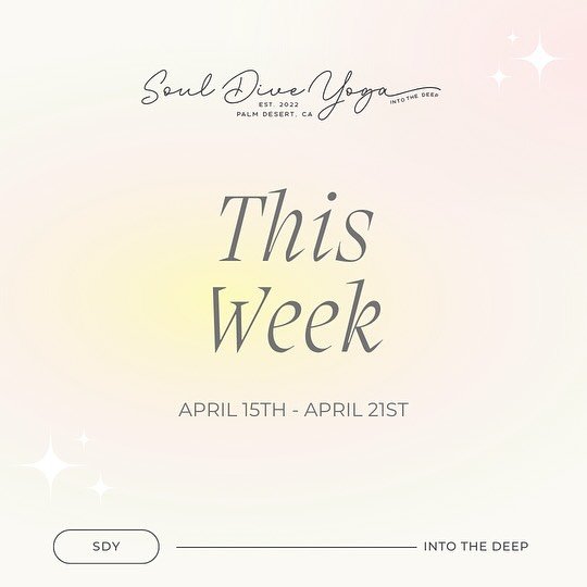🎡This Week at Soul Dive!

Ready for round 2? We got you! Full schedule this week to get you grounded and geared up for the second weekend of Coachella. Plus! Some highlights&hellip;

💗Alison pops on Tuesday night to lead Gentle &amp; Restore 

💗Ch
