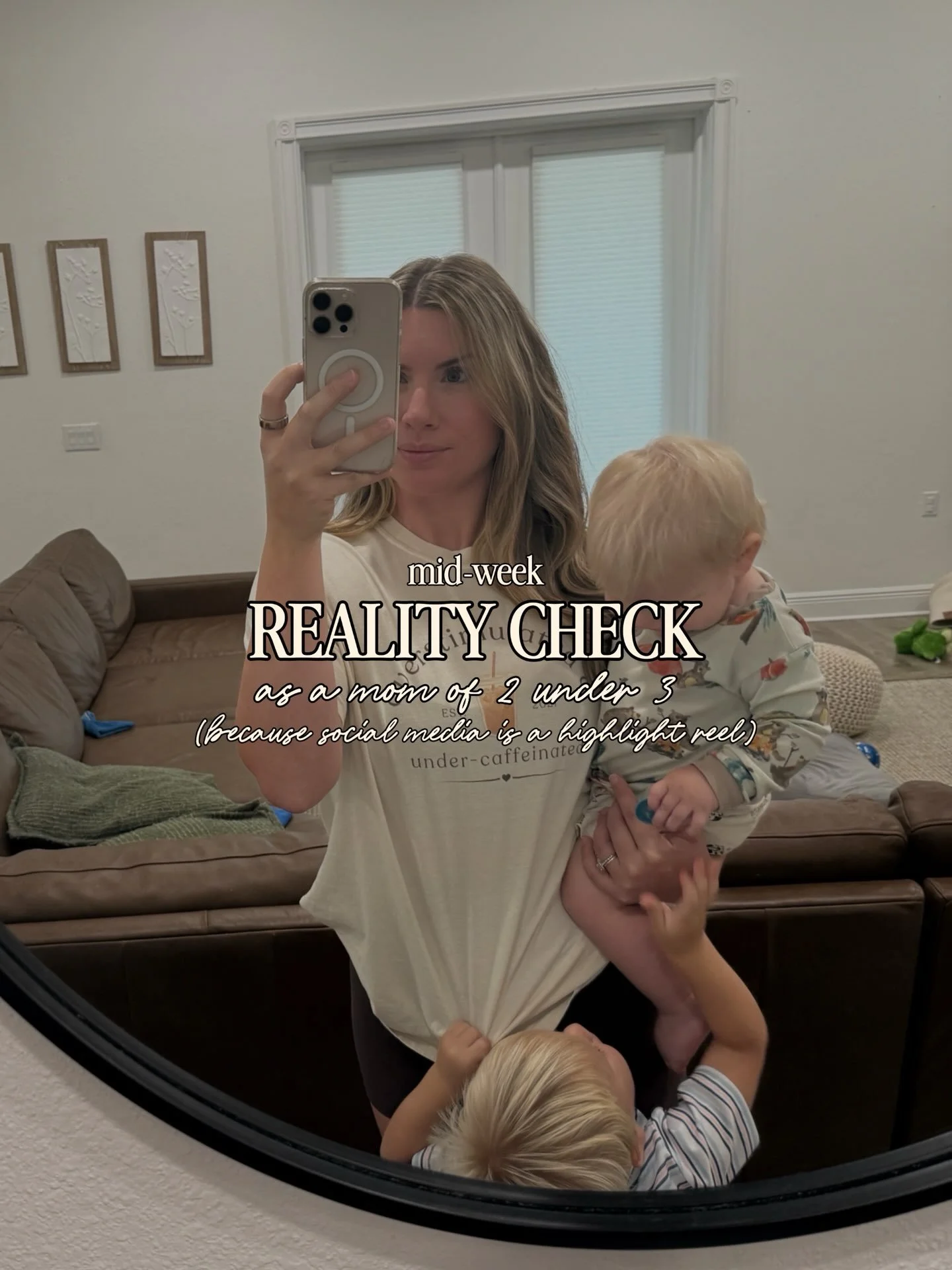 Mid-week reality check! (Because sometimes I forget that social media is a highlight reel &amp; doesn&rsquo;t always show the whole picture) 🤍

#toddlermom #2under3 #momlife #motherhood #realitycheck
