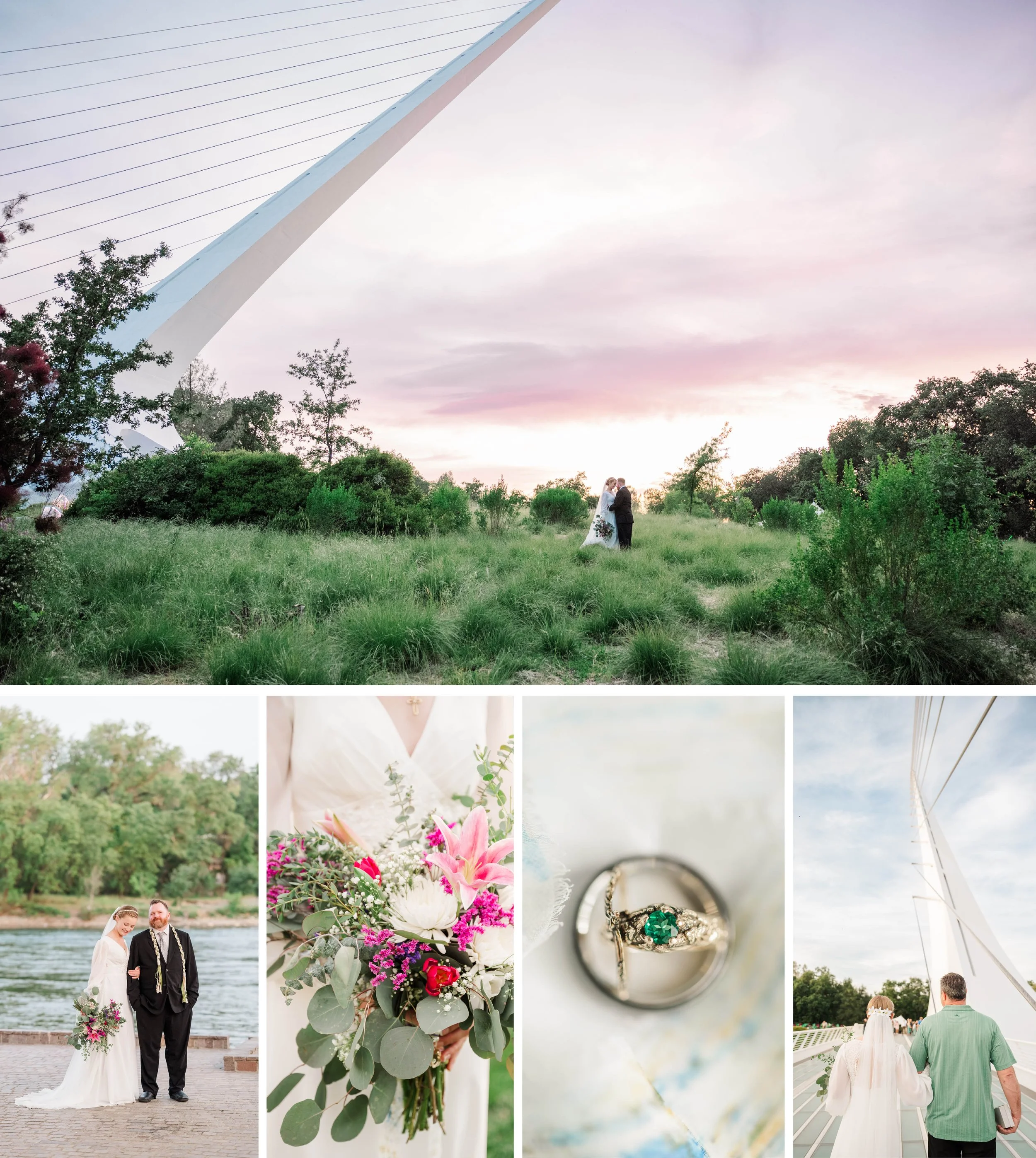 Sunset Wedding at the Sundial Bridge in Redding, California