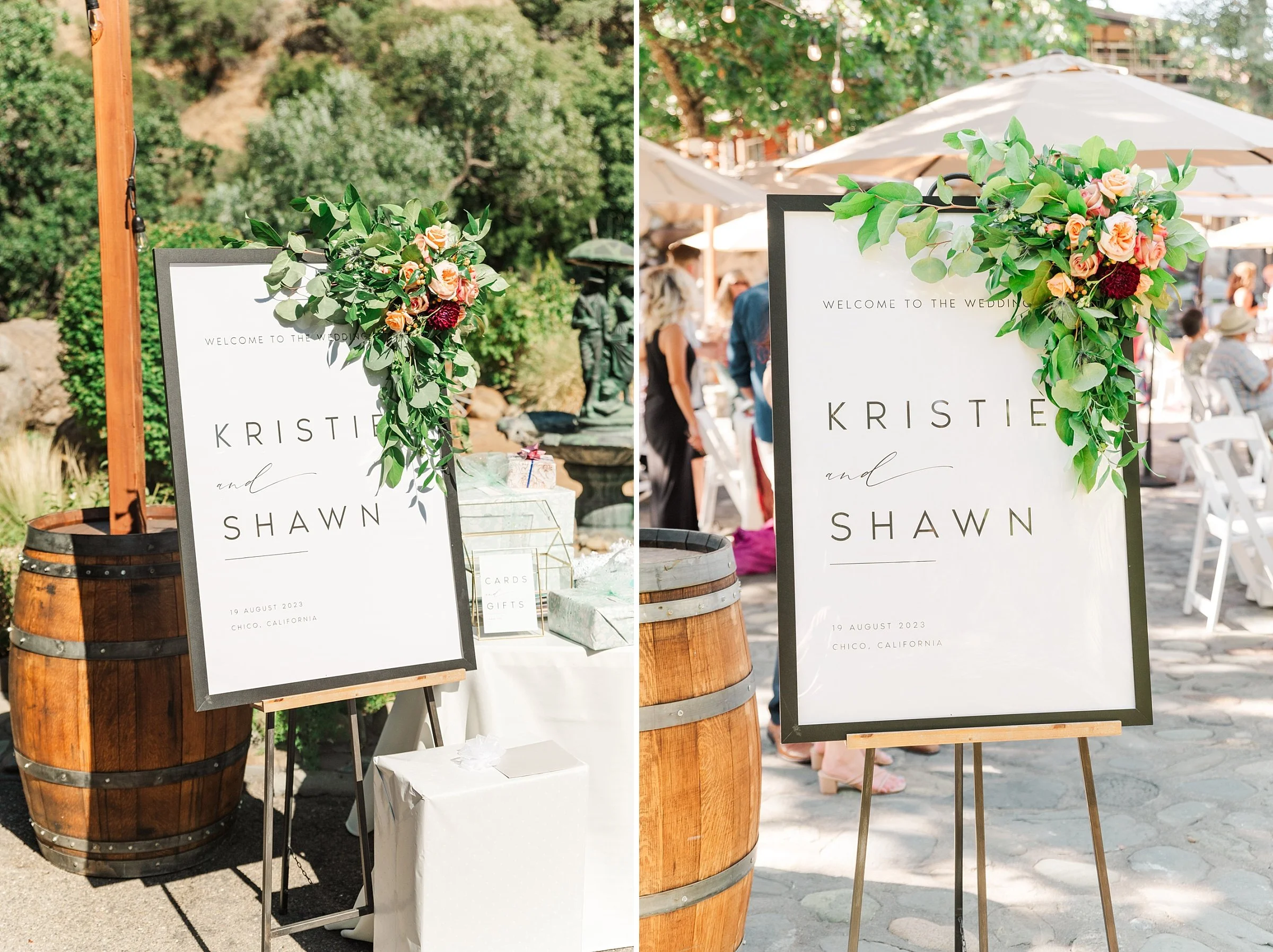 double purposed wedding welcome sign for both ceremony and reception