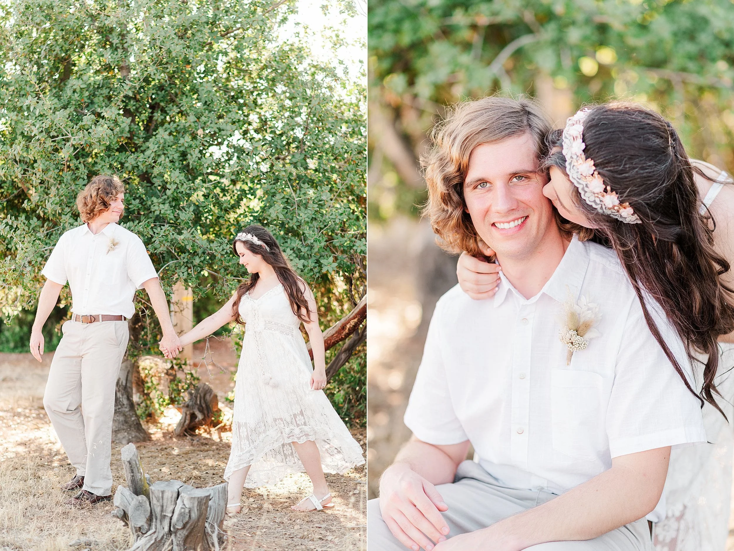 girl kissing fiance's cheek