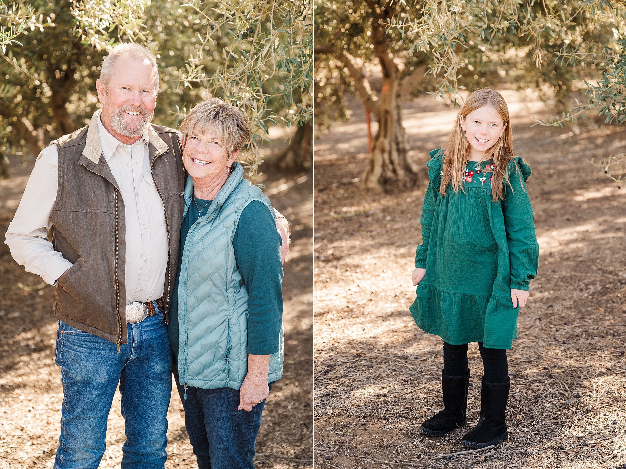 older couple smiling next to photo of their grandchild