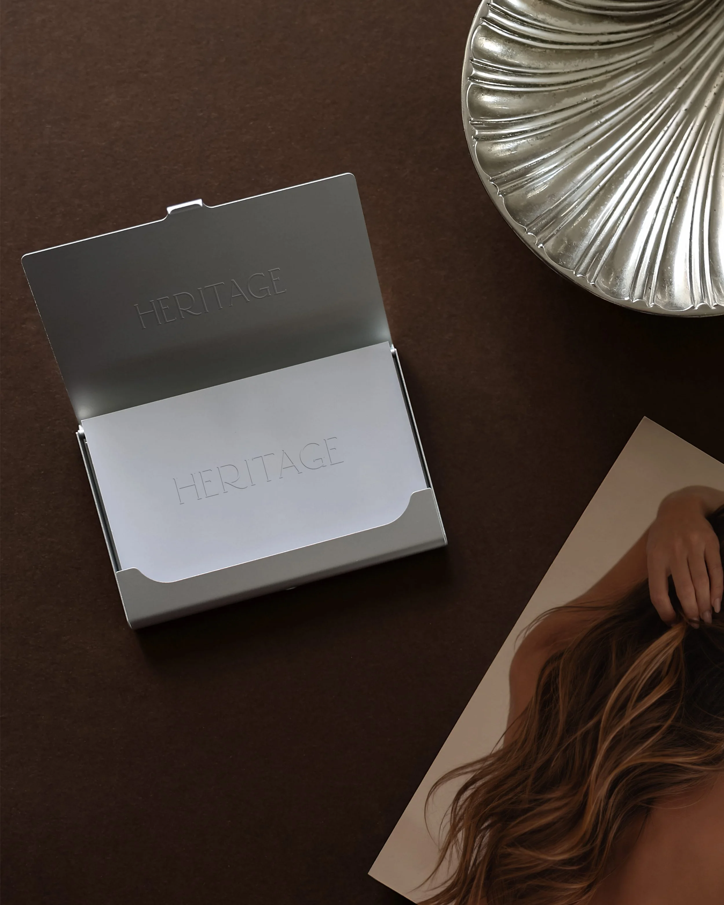 Hair extension branding concept with clean typography and modern design details