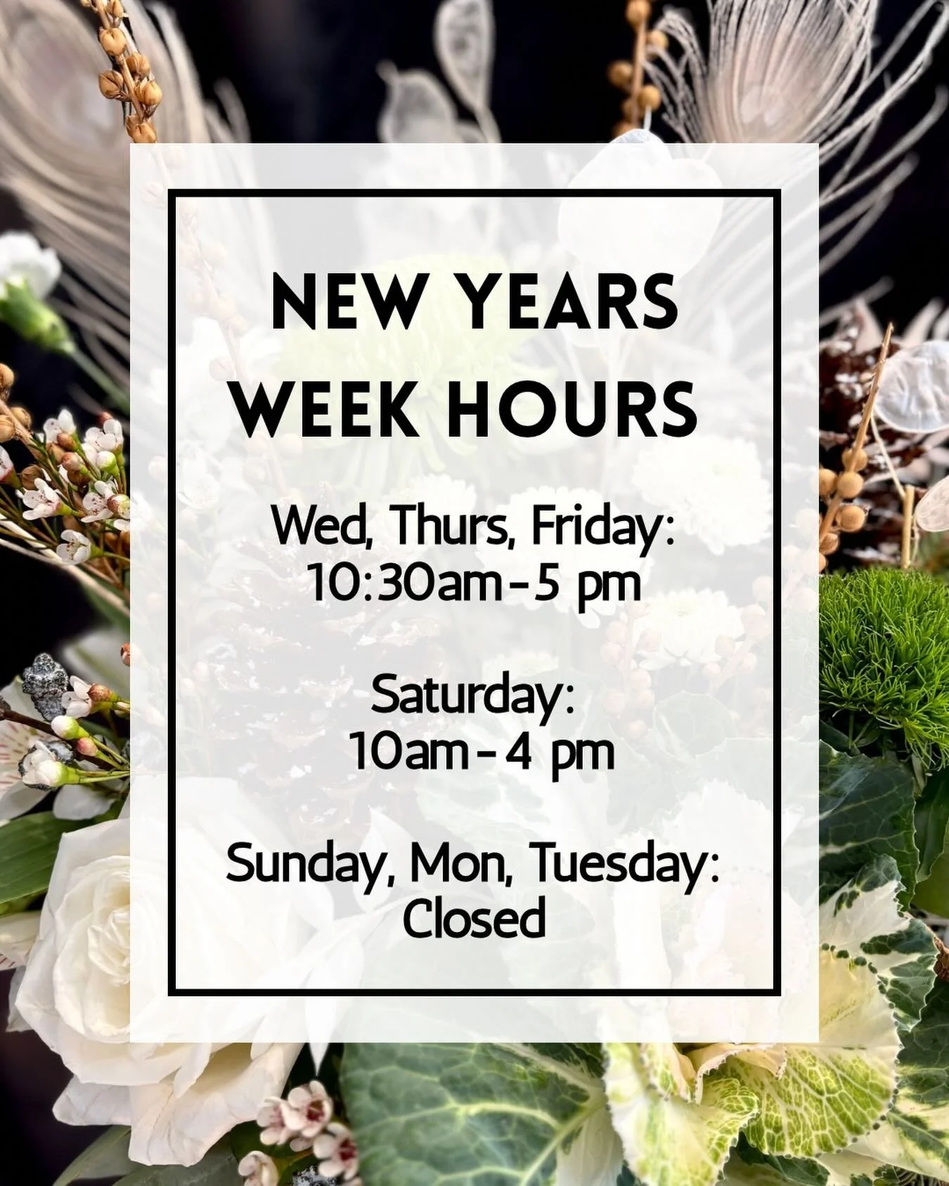 We are open our normal hours this week including New Years Day! 
Come shop some sales before I start reorganizing the shop for a fresh start 😁