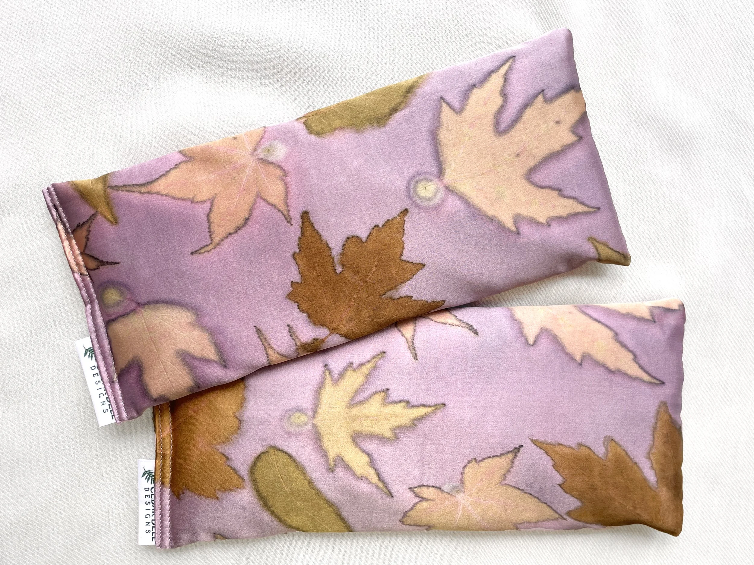 Purple Leaf Print Silk Eye Pillow