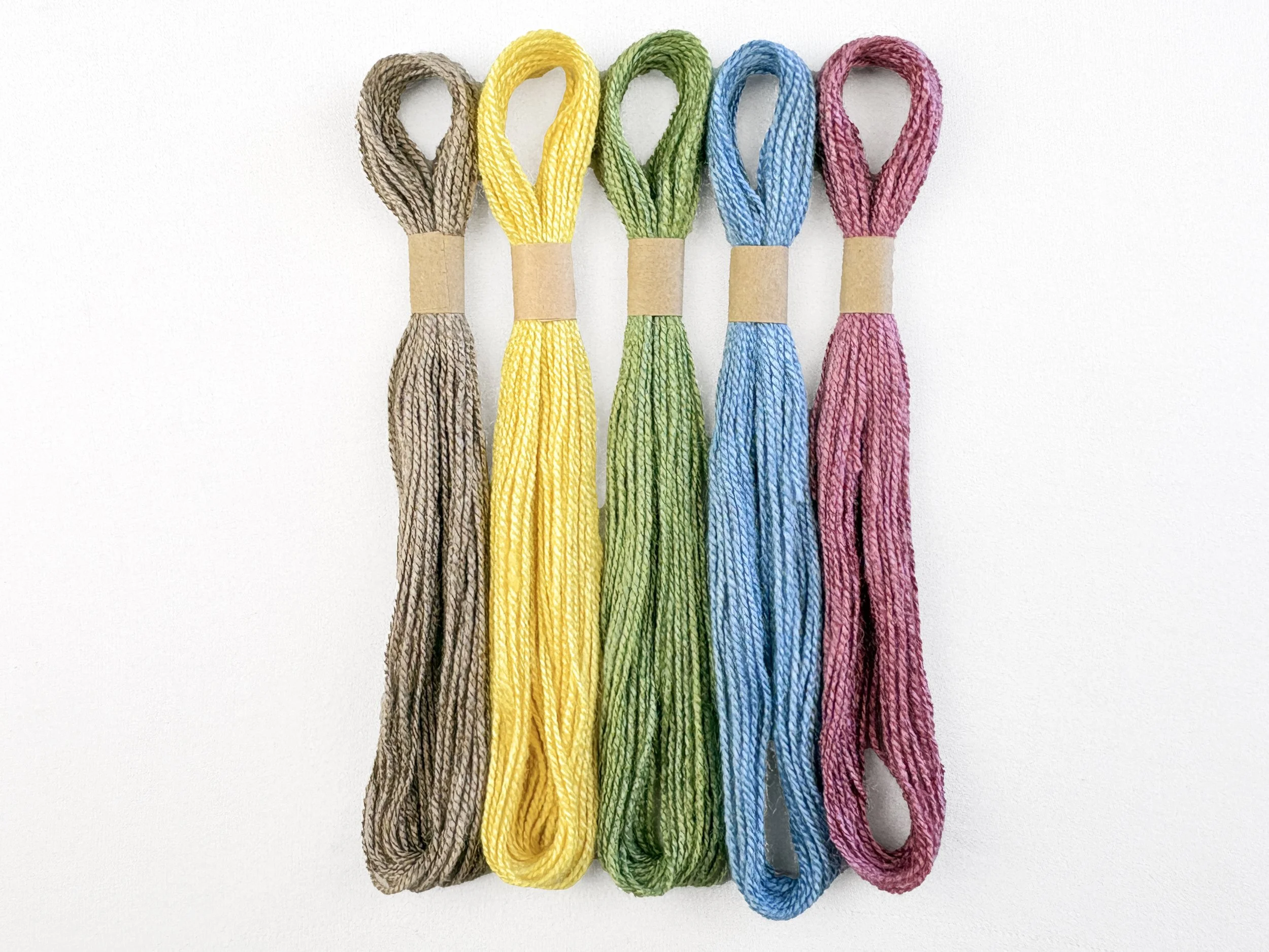 Plant Dyed Silk Embroidery Floss, Set of 5 Natural Colors