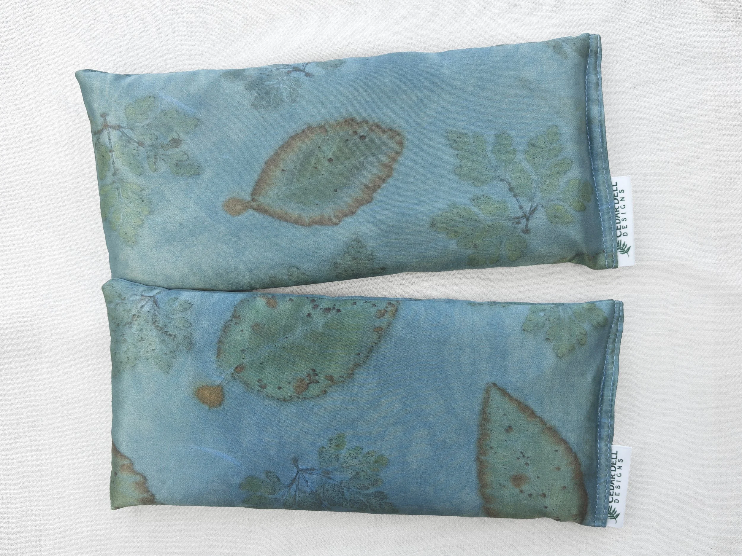 Indigo Dyed Botanical Print Silk Eye Pillow