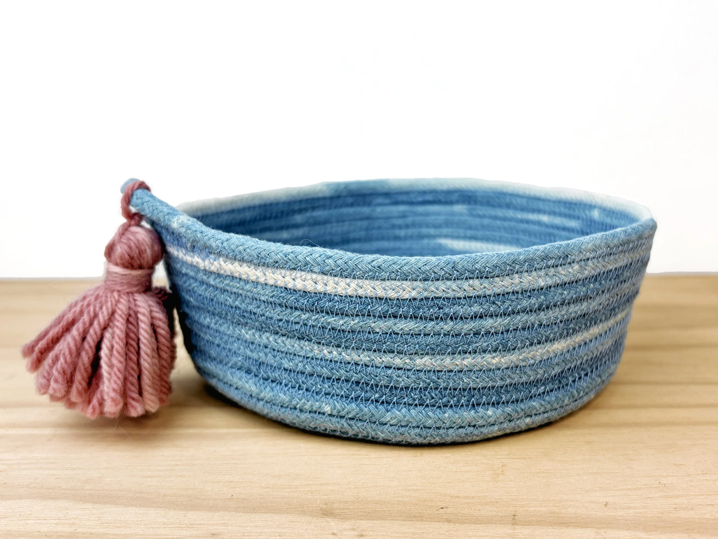 Blue and White Plant Dyed Basket