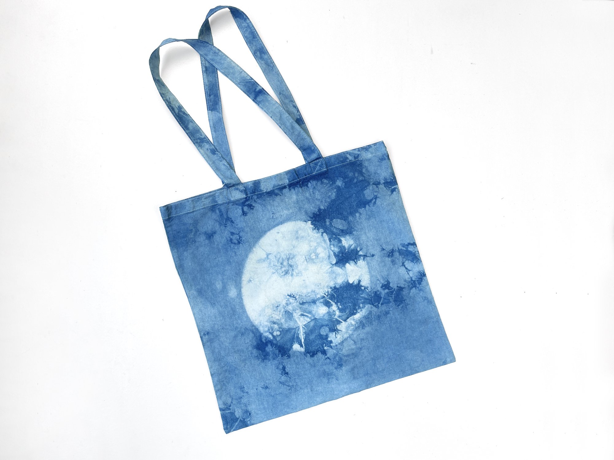 Full Moon Indigo Dyed Tote Bag