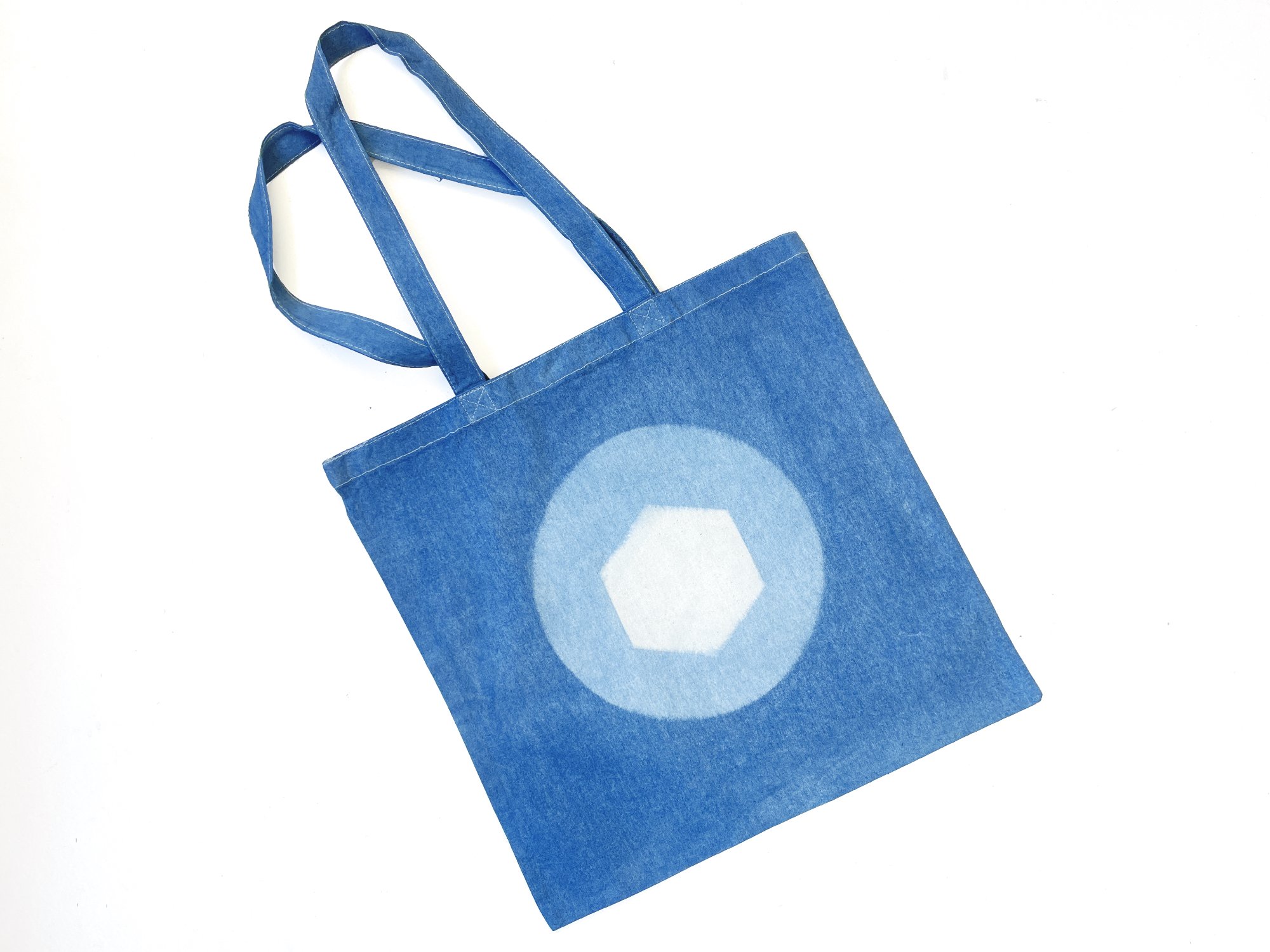 Hexagon Indigo Dyed Tote Bag