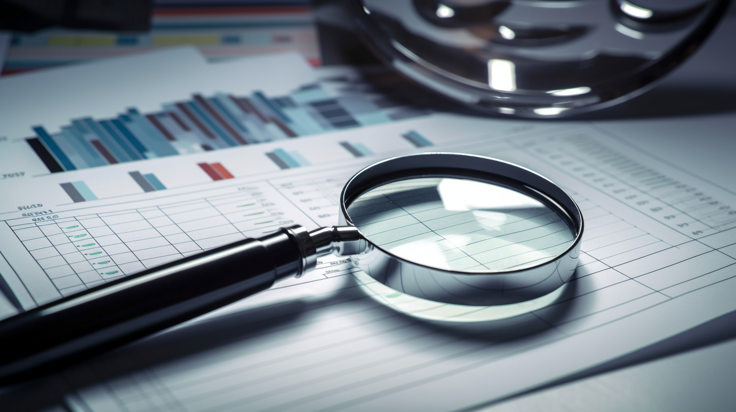 a magnifying glass on papers