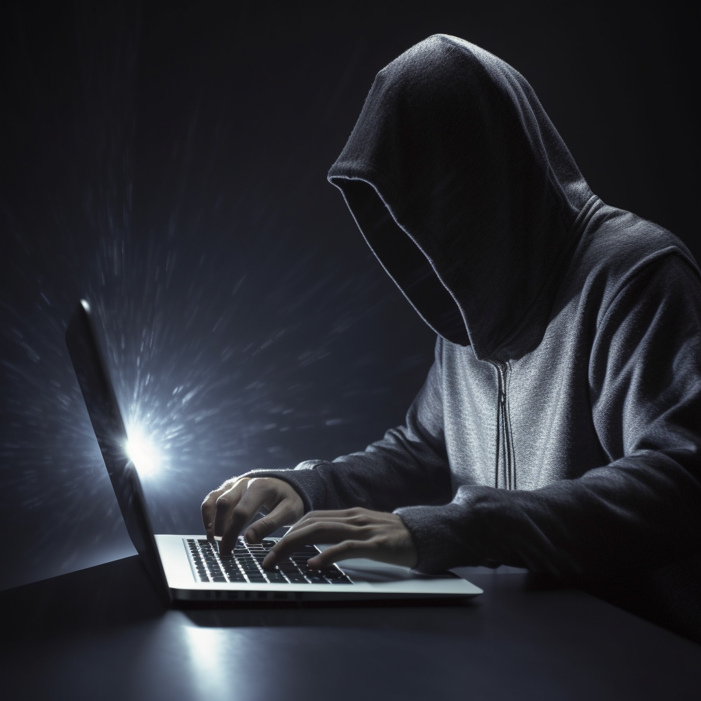 a person in a hoodie typing on a computer