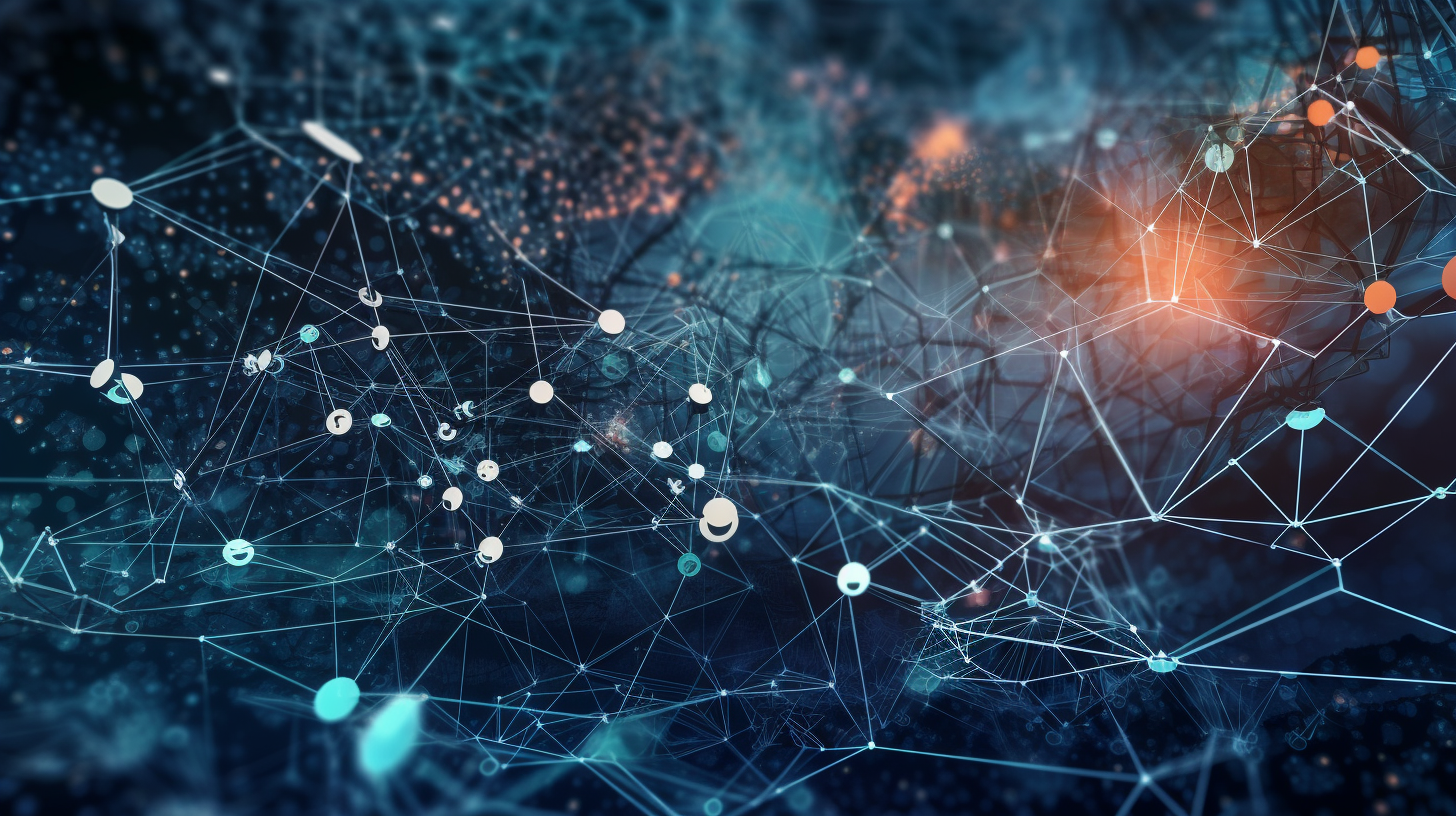 digital space with connected strings of data