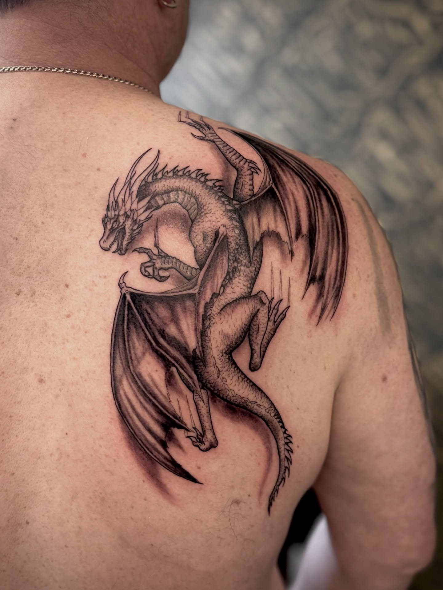 Still got one more session to go on this tattoo, but here is how far we got.
WORK IN PROGRESS
*
*
*
#dragon #dragontattoo #uk #manchester #tattooartist #tattooing #manchestertattooshop #uktattooartist #lgbtfriendly #alt #goth #darkart #blackandgrey #