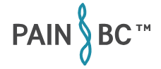 PAIN BC logo with stylized medical symbol in blue chronic pain counsellor